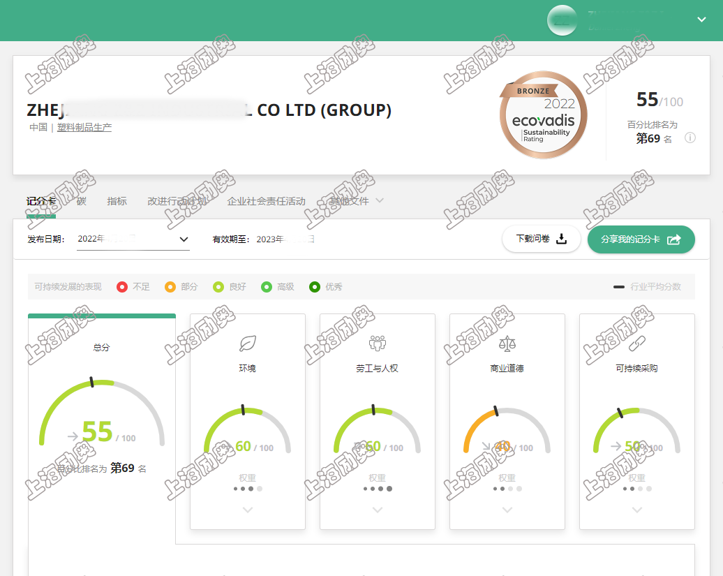 ecovadis铜牌1